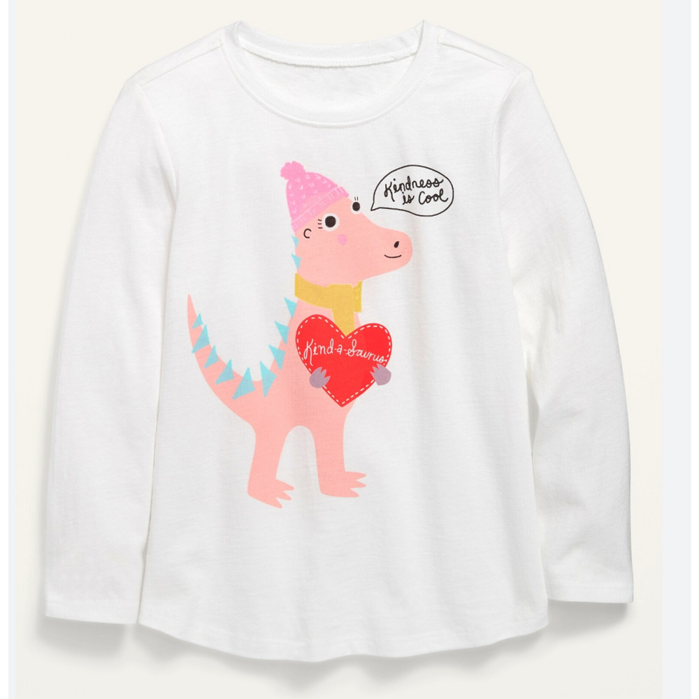Old Navy Toddler “Kindness Is Cool” Dinosaur Long Sleeve Graphic T-Shirt, 2T–4T,